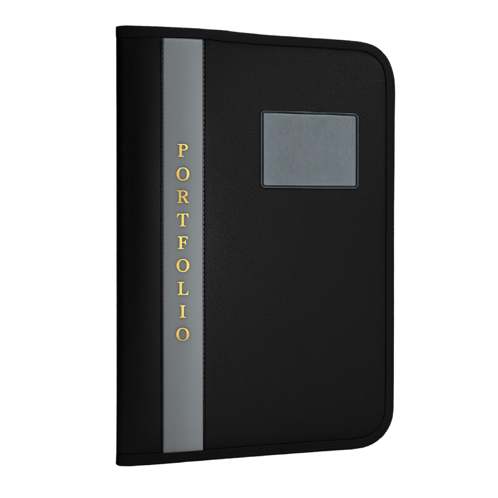 Silver PU Leather A4 File Folder