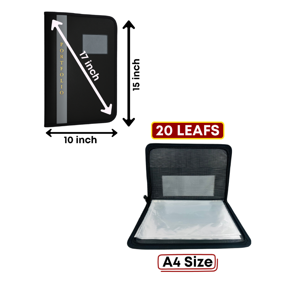 Silver PU Leather A4 File Folder - Image 3