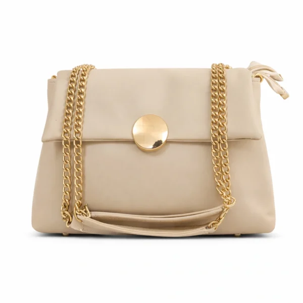 Luxury Women’s Beige Sling Bag with Gold Chain Strap
